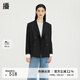 播可拆卸襯衫袖西裝秋冬新品通勤簡(jiǎn)約純色外套女DDQ4XD5289 K40黑色 S