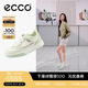 愛步（ECCO）25年新款平底鞋女 倪妮同款牛皮板鞋系帶休閑運動鞋 街頭272803 白色/抹茶綠/水泥灰27280361198 38