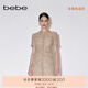 bebe【經(jīng)典延續(xù)】秋季系列短袖小香風(fēng)粗花呢圓領(lǐng)優(yōu)雅連衣裙350040 駝色 L