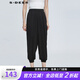 S.DEER圣迪奧女裝運(yùn)動(dòng)休閑壓褶收口吊襠黑色九分褲S21260830 黑色/91 M 165
