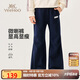英氏（YEEHOO）女童喇叭褲兒童褲子中大童裝長褲運(yùn)動衛(wèi)褲休閑秋裝 深藍(lán)色 150