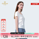 喬萬尼短袖T恤女圓領純色短袖女2025夏季修身顯瘦休閑打底衫女EZ2C141 椰奶白 M