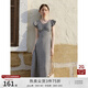 自巧小個(gè)子黑白格紋氣質(zhì)顯瘦度假連衣裙女2024夏裝新款收腰中長裙 黑白格 XS (2碼)