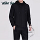 Walker Shop品牌運(yùn)動套裝男春季新款時尚連帽外套絲滑抗皺戶外運(yùn)動服爸爸裝 深藍(lán)色 XL碼（建議體重140-150斤）