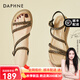 達芙妮（DAPHNE）羅馬涼鞋2025年女新款夏季水鉆一字帶坡跟厚底小個(gè)子松糕鞋女鞋 黑色 35