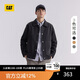 CAT卡特25春夏新品男士戶外休閑麂皮絨翻領(lǐng)工裝夾克外套 黑色 XL