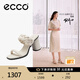 愛(ài)步（ECCO）涼鞋女 夏季方頭一字帶優(yōu)雅媽媽女士單鞋高跟涼鞋 雕塑233303 石灰色23330301378 38