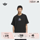 adidas經(jīng)典純棉印花上衣圓領(lǐng)短袖T恤男裝夏季新款阿迪達(dá)斯三葉草 黑色     XL
