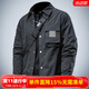 季言春季薄款夾克男翻領(lǐng)修身短款 高端防風(fēng)防水透氣商務(wù)休閑外套潮男 黑色 XL