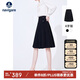 Navigare意大利小帆船女士OL半身裙A字高腰百褶裙2322844503 黑 L 