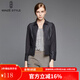 名師路品牌女裝冬季新品翻領(lǐng)幾何拼接提花修身帥氣毛呢短外套 4W59405黑色88 M