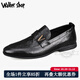 Walker Shop品牌休閑皮鞋男士商務(wù)正裝鞋亮皮百搭飾扣2025新款套腳樂(lè )福鞋子男 黑色 41
