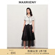 MAXRIENY【商場(chǎng)同款】甜美文藝網(wǎng)紗半裙蕾絲繡花裙子 黑色 L 03/38