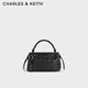 CHARLES&KEITH編織設計手提凱莉包斜挎包新年生日禮物送女友CK2-30701620 Noir黑色 M