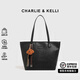 CHARLIE&KELLI CK輕奢品牌包包女款2025年單肩包女大容量托特包菱格斜挎女包 黑色