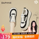達(dá)芙妮（DAPHNE）小白鞋女新款女鞋厚底增高松糕休閑板鞋春款學(xué)生鞋子 米黑色 單層 跟高7cm（春秋款） 38 (240mm) 標(biāo)準(zhǔn)碼