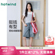 熱風(fēng)（Hotwind）女士牛仔短褲2025年夏季新款高腰港風(fēng)時(shí)尚牛仔中褲復古五分褲 06蘭色 28