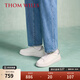 THOM WILLS厚底小白鞋男增高休閑真皮銀尾雷軍同款鞋純牛皮透氣夏季白色板鞋 白色銀尾G933 41 /7.5碼