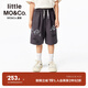 little MO&Co.little moco童裝25夏裝新款男童涂鴉印花寬松純棉休閑運動(dòng)風(fēng)短褲 深灰色 160 160/66