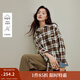 茵曼（INMAN）2025秋冬女裝新款 美式復(fù)古格子襯衫休閑慵懶風(fēng)寬松長(zhǎng)袖襯衣 淺咖格 S