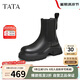 他她（TATA）厚底休閑切爾西靴女冬WJZ03DD4 黑色 38