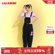 LALABOBO設計感減齡可拆卸背帶牛仔褲女氣質(zhì)寬松顯瘦長(cháng)褲學(xué)生L22A-WLZT12 黑牛仔 24