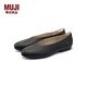 無(wú)印良品（MUJI）女式不易疲勞皮革深口平底鞋（女士）25年春季EJA08A5S 黑色 23 cm/36碼