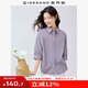 佐丹奴知識分子風(fēng)襯衫女新款純棉府綢破骨連肩中袖襯衣女05345463 06灰紫 M