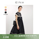 EIN【輕禮服】EIN言小黑裙中長款絲棉短袖蕾絲連衣裙女2024夏季新款 小黑裙 L