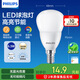 飛利浦（PHILIPS）led燈泡節(jié)能燈家用客廳超亮球泡E14螺口暖光6.5W3000K優(yōu)視型
