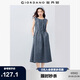 佐丹奴無袖裙子女夏季棉麻綁帶收褶圓領背心連衣裙女13465352