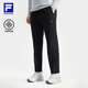 FILA 斐樂(lè )官方男士針織長(cháng)褲2025冬季新款健身運動(dòng)基礎加絨直筒褲 深黑-BK XL 180/88A/XL