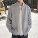 Shelley Jones日系cleanfit慵懶風(fēng)開(kāi)衫毛衣男士秋冬季新款雙拉鏈高領(lǐng)針織衫外套 淺灰色 XL [建議125-135斤]