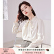 香影（xiangying）雪紡襯衫女長(cháng)袖2025秋季新款米白法式上衣通勤蝴蝶結飄帶襯衣 米色 L
