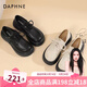 達(dá)芙妮（DAPHNE）樂福鞋女2025春秋新款復(fù)古風(fēng)小皮鞋女森系學(xué)院風(fēng)黑色百搭女單鞋子 純黑色【5cm跟高】 37