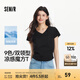 森馬（Semir）短袖t恤女短款修身正肩圓領(lǐng)涼感透氣上衣2025夏裝新款辣妹打底衫 黑色調(diào)00499-V領(lǐng) M