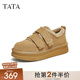 他她（TATA）加絨厚底毛毛鞋外穿女鞋冬季保暖單鞋子新款CGH01DM4 黃棕（仿毛里） 37