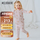 Milkbarn兒童保暖內(nèi)衣套裝小孩睡衣男童女童家居服嬰兒寶寶秋衣褲 滑雪派對 80 cm