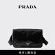 PRADA/普拉達(dá)【禮物】男士金屬徽標(biāo)飾牛皮革單肩包郵差包 黑色