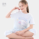 Hello Kitty玉桂狗女童睡衣短袖套裝薄款棉夏季新款兒童寶寶家居服套裝空調 YGG011 藍色  家居服 130 cm