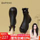 達(dá)芙妮（DAPHNE）馬丁靴厚底粗跟女靴2025秋冬季新款后拉鏈短靴加絨保暖短筒女靴子 黑色 37