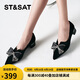 星期六（St&Sat）女鞋方跟甜美蝴蝶結(jié)日常淺口單鞋 黑色 37