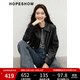 紅袖黑色PU皮衣春季2025新款女裝酷颯機車(chē)風(fēng)直身拉鏈翻領(lǐng)百搭短外套 黑050 L