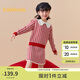 巴拉巴拉女童拜年服兒童紅色童裝千鳥(niǎo)格春季兩件套208124104005