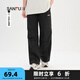 三福2025夏季男士時尚大直筒休閑褲 潮流橡筋腰寬松長褲499514 黑色 31