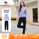 駱駝（CAMEL）運動套裝女立領長袖兩件套休閑運動服 C24CARLG641 蘭瓣紫/黑 M