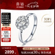 喜鉆七夕禮物現(xiàn)貨鉆戒女鉑金鉆石戒指群鑲鉆戒求婚戒指婚戒送女友生日 現(xiàn)貨-鉑金共30分H色SI（16+14）