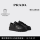 PRADA/普拉達(dá)【七夕禮物】男士金屬徽標(biāo)飾牛皮革運(yùn)動(dòng)鞋鞋子 黑色 39.5 （5.5）