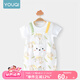 優(yōu)奇嬰兒衣服夏季薄款短袖連體衣新生兒衣服寶寶滿月純棉外出哈衣爬服 森林兔 90cm