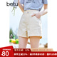 betu百圖女裝高腰百搭牛仔短褲顯瘦A字多色牛仔短褲女2203T59 淺杏色 L